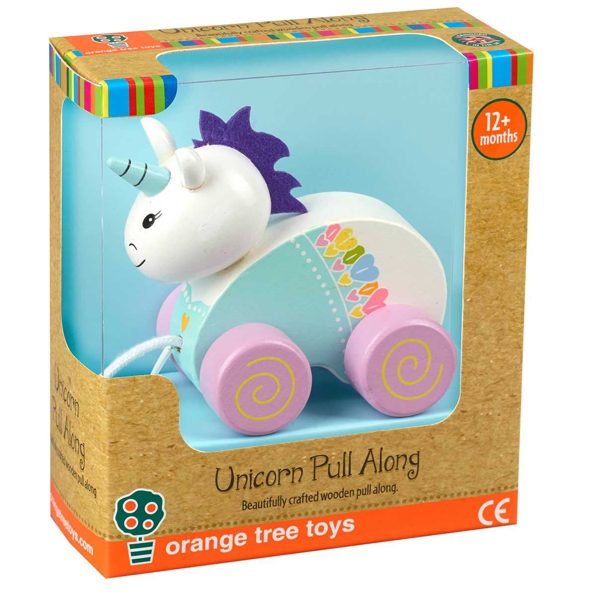 Pull Along Unicorn Orange Tree Wooden Pull Along Toys