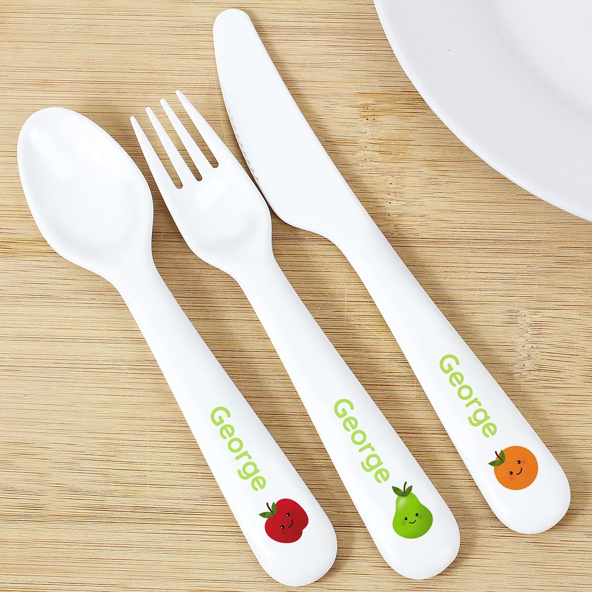 Named Healthy Eating Plastic Cutlery Personalised Kids' Cutlery